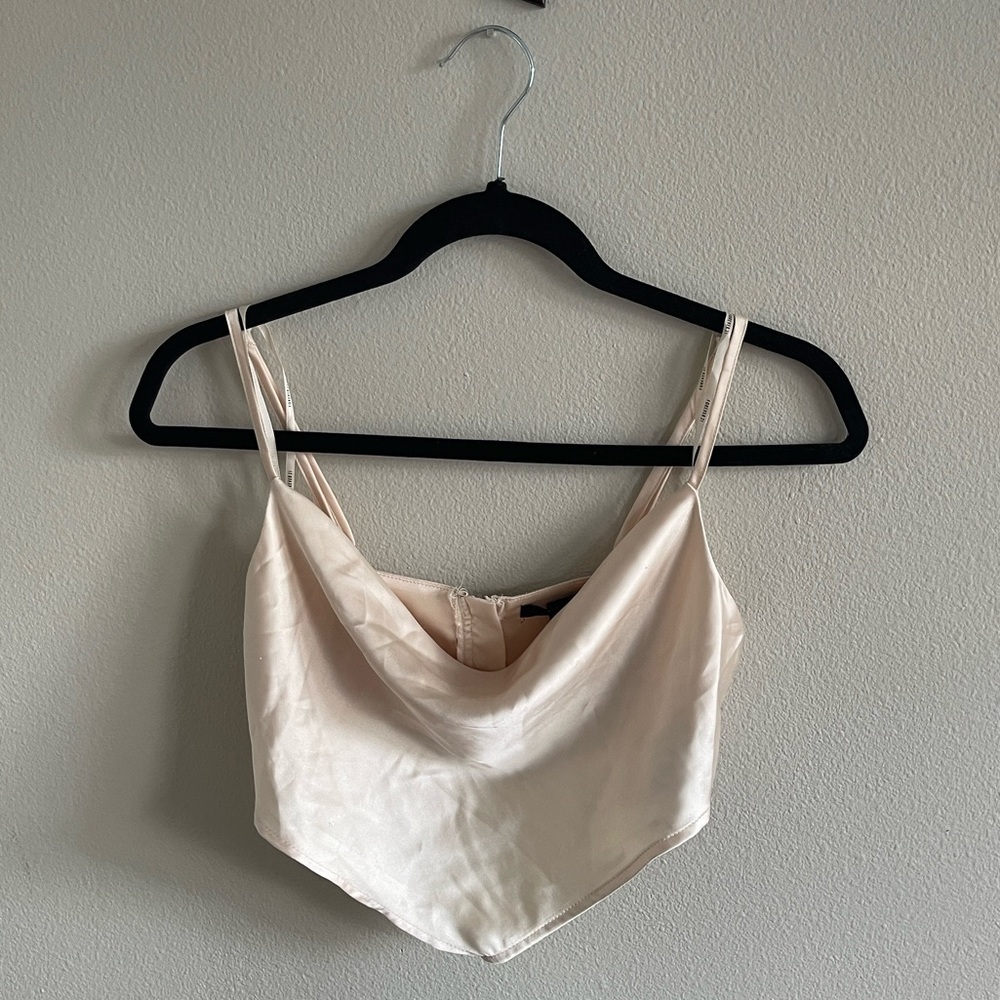Silky Cream Cowl Neck Tank Top Size S